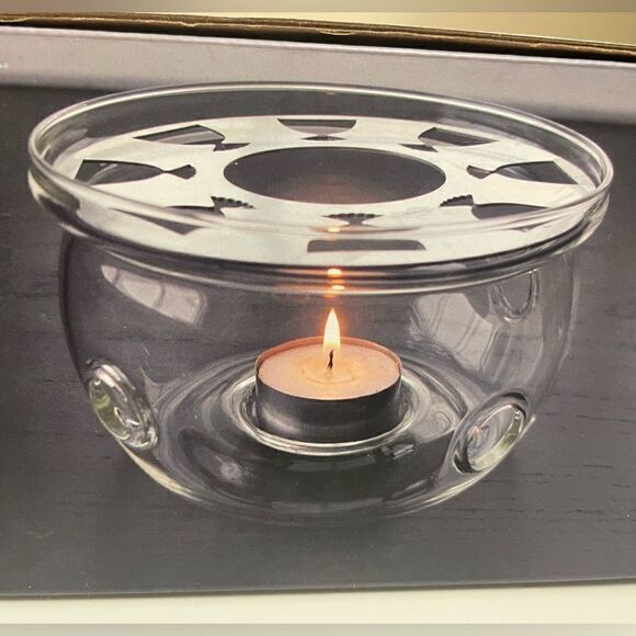 3/$20 Stone Leaf Teahouse Borosilicate Glass Tea Warmer w/Stainless Steel Top - Picture 1 of 15